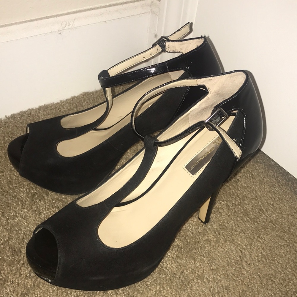 Black strappy high heels